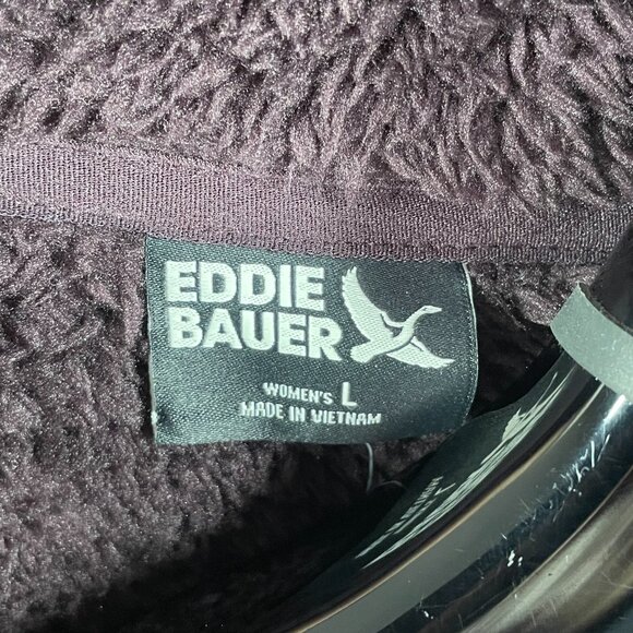 NEW Eddie Bauer Jacket Womens Large purple plush knit 1/4 zip pull over - Picture 4 of 10
